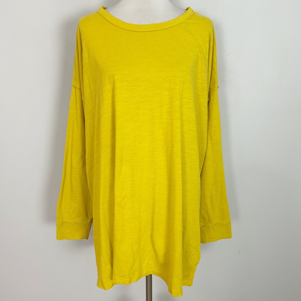 Natural Life Hang Around Cotton Tunic Top Yellow Long Sleeve Slub Sz XXL Womens